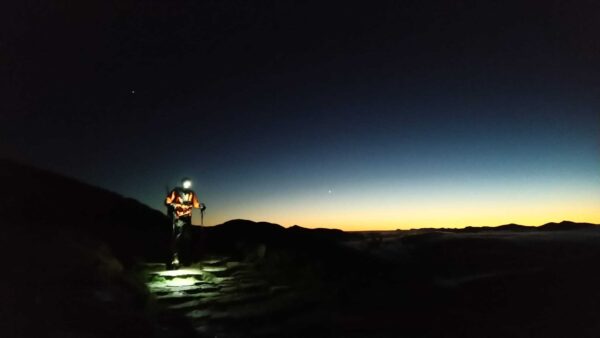 Descending into the night.